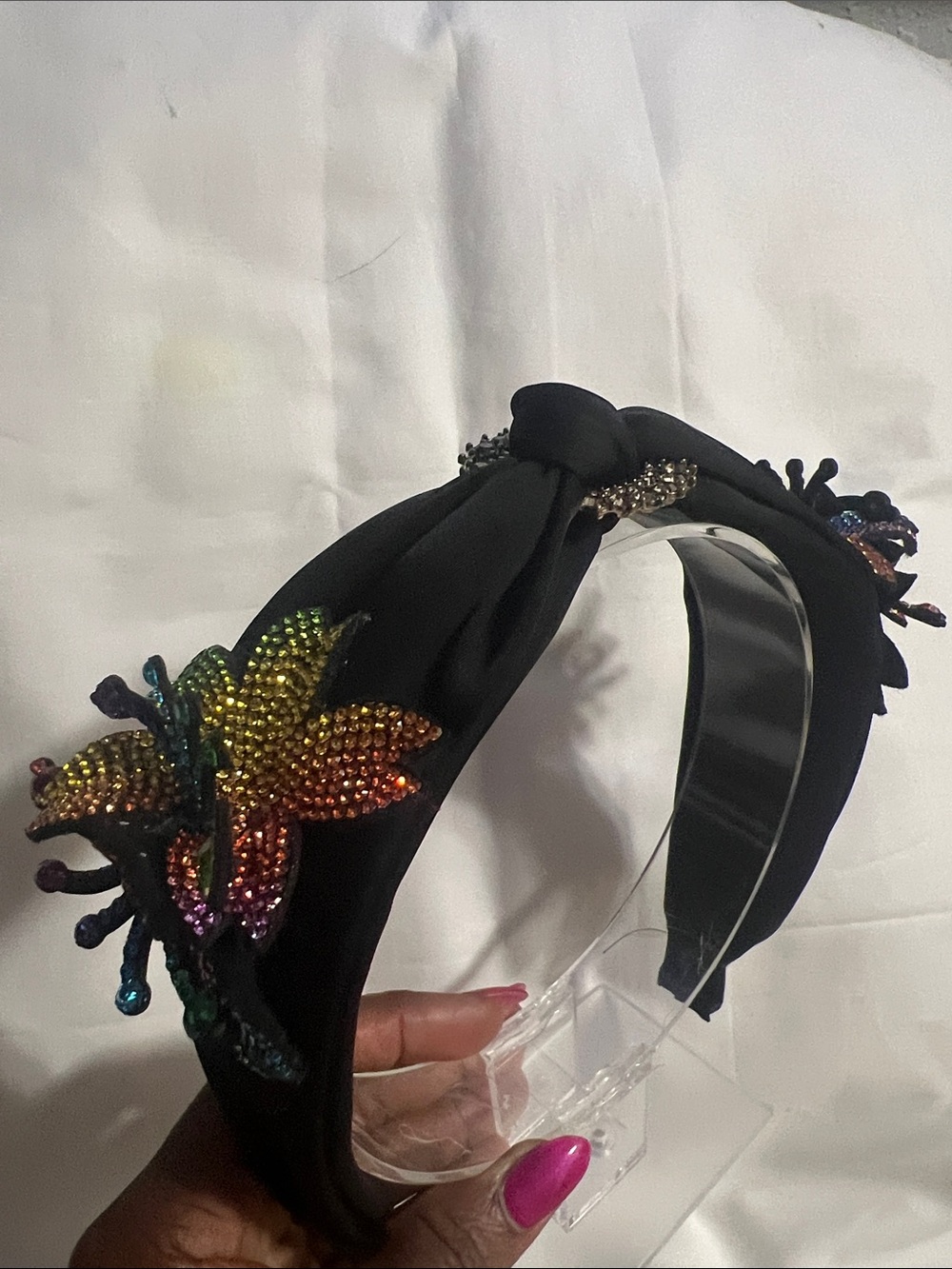 Black Embellished Butterfly Knot Headband